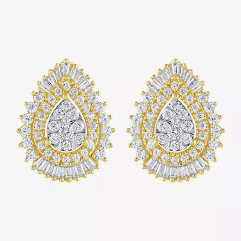 (G / Si2) Lab Grown White Diamond 14K White Gold 20.1mm Pear Stud Earrings