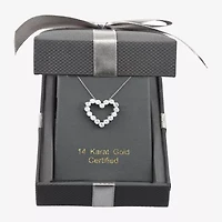 Floating Diamonds (F / Vs2) Womens 2 CT. T.W. Lab Grown White Diamond 14K White Gold Heart 18 Inch Pendant Necklace