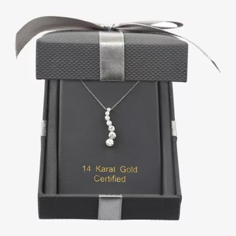 Floating Diamonds (F / Vs2) Womens 1 CT. T.W. Lab Grown White Diamond 14K White Gold 18 Inch Pendant Necklace