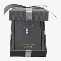 Floating Diamonds (F / Vs2) Womens 1 CT. T.W. Lab Grown White Diamond 14K White Gold Round 18 Inch Pendant Necklace