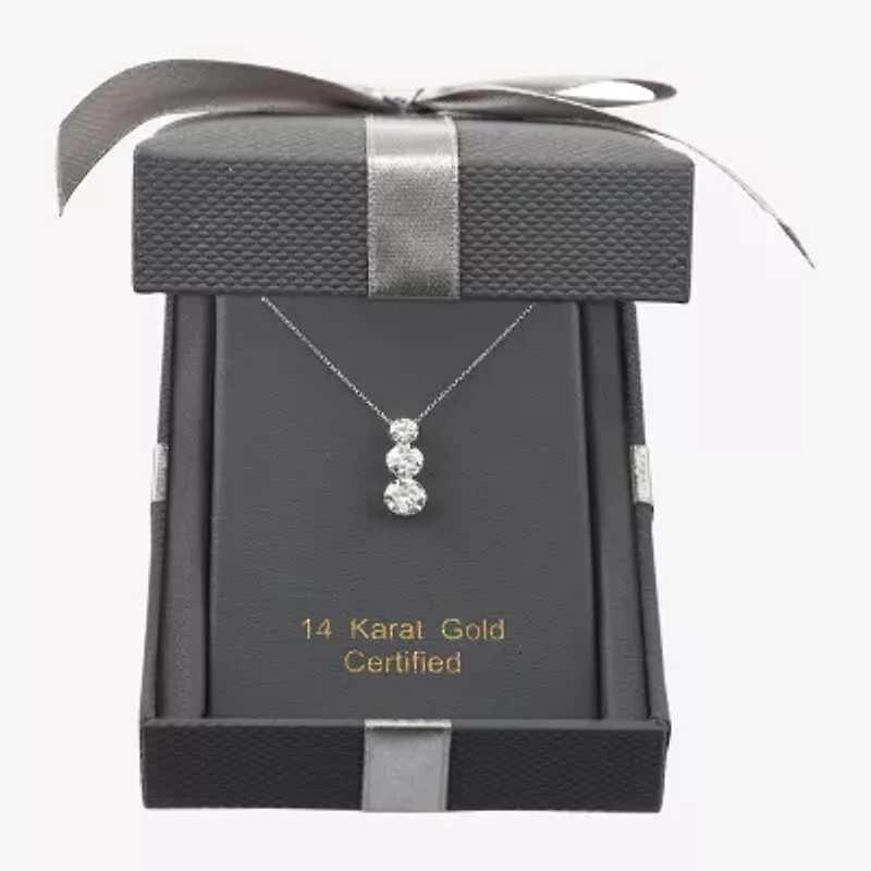 Floating Diamonds (F / Vs2) Womens CT. T.W. Lab Grown White Diamond 14K White Gold Round 18 Inch Pendant Necklace