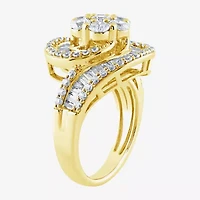 Diamond Blossom (G / Si2) Womens 2 CT. T.W. Lab Grown White 10K Gold Cluster Side Stone Cocktail Ring
