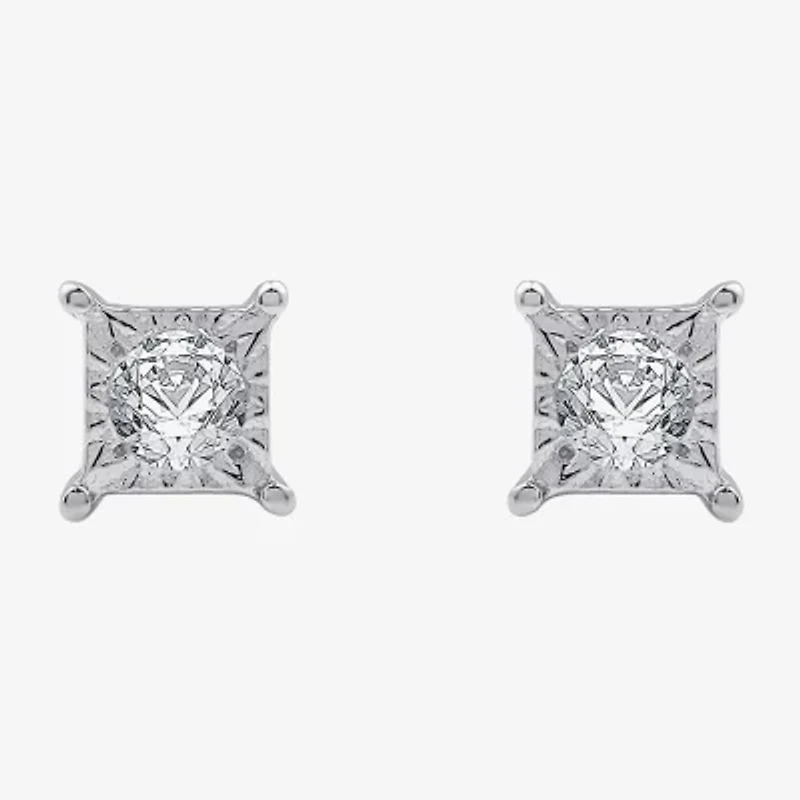(G / Si1-Si2) 1/10 CT. T.W. Lab Grown White Diamond Sterling Silver Round Stud Earrings
