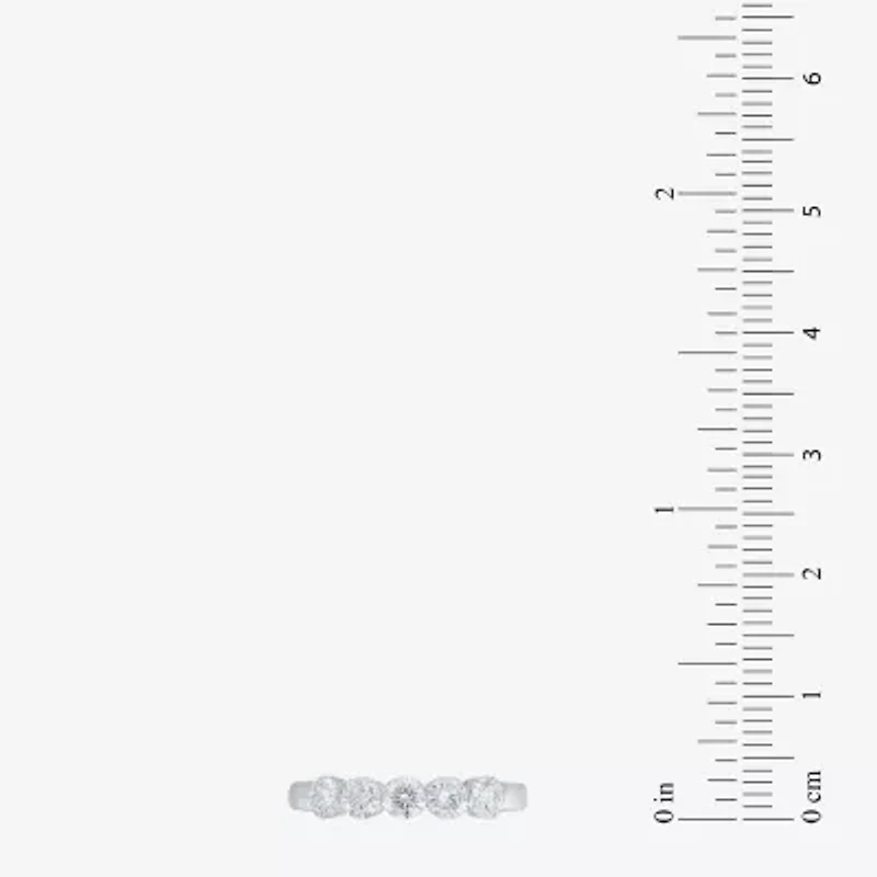 Floating Diamonds (F / Vs2) Womens 3.5MM 1 CT. T.W. Lab Grown White Diamond 14K Gold 5-Stone Anniversary Band