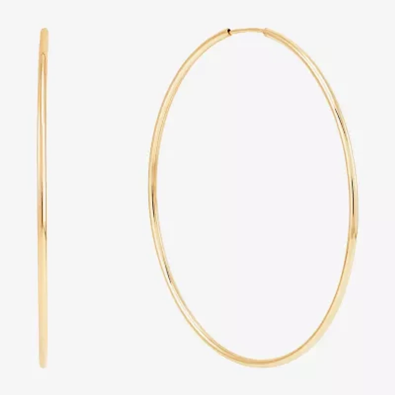 Womens 14K Gold 30mm Circle Round Hoop Earrings
