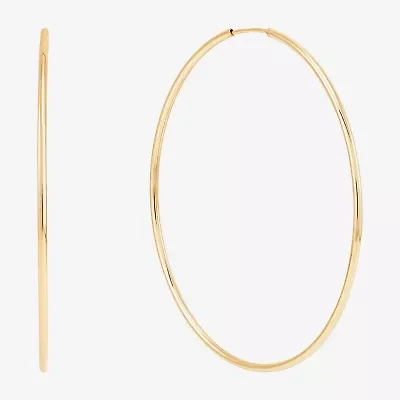 Womens 14K Gold 30mm Circle Round Hoop Earrings
