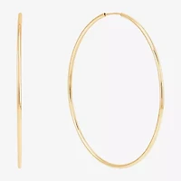 Womens 14K Gold 30mm Circle Round Hoop Earrings