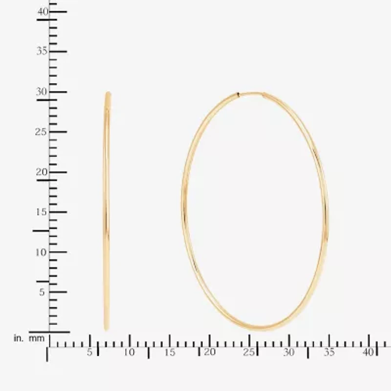 Womens 14K Gold 30mm Circle Round Hoop Earrings