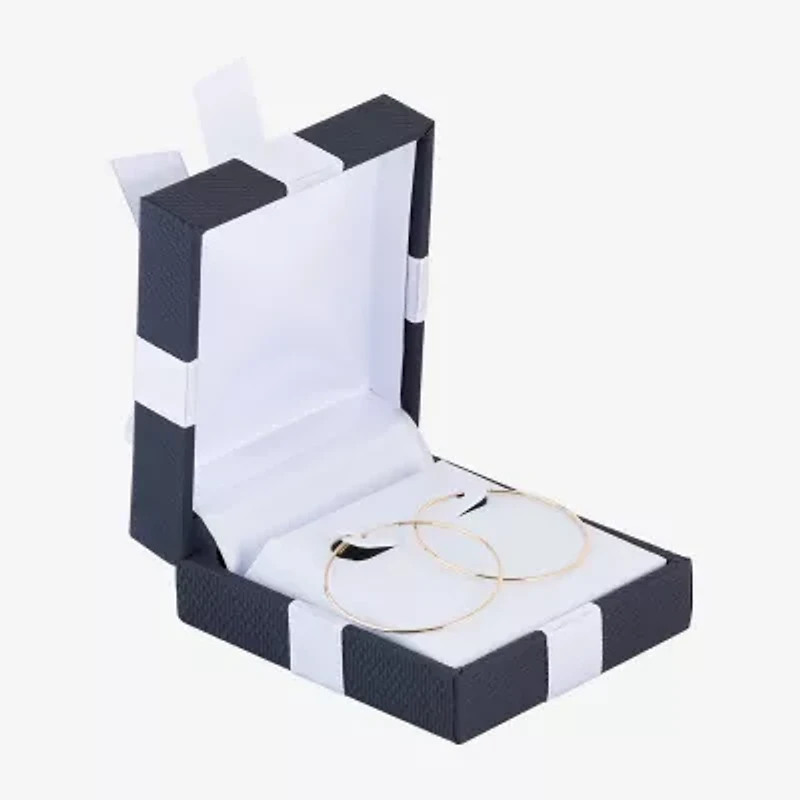 Womens 14K Gold 30mm Circle Round Hoop Earrings
