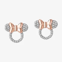 Disney Jewels Collection 1/8 CT. T.W. Natural White Diamond 14K Rose Gold Over Silver Sterling Silver 9.6mm Bow Mickey and Friends Mickey Mouse Clubhouse Minnie Mouse Stud Earrings