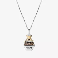 Disney Jewels Collection Womens 1/8 CT. T.W. Natural Champagne Diamond 14K Gold Over Silver Sterling Silver 18 Inch Pendant Necklace