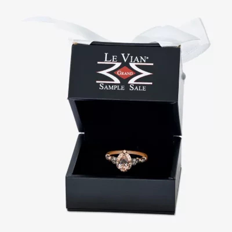 Le Vian® Grand Sample Sale™ Ring featuring 1/2 cts. Peach Morganite™, 1/8 cts. Chocolate Diamonds®, 1/15 cts. Nude Diamonds™ set in 14K Strawberry Gold®