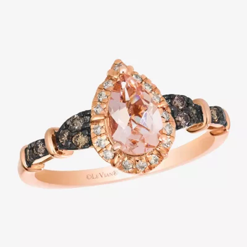 Le Vian® Grand Sample Sale™ Ring featuring 1/2 cts. Peach Morganite™, 1/8 cts. Chocolate Diamonds®, 1/15 cts. Nude Diamonds™ set in 14K Strawberry Gold®