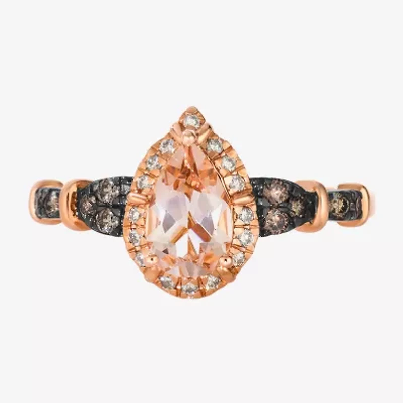 Le Vian® Grand Sample Sale™ Ring featuring 1/2 cts. Peach Morganite™, 1/8 cts. Chocolate Diamonds®, 1/15 cts. Nude Diamonds™ set in 14K Strawberry Gold®