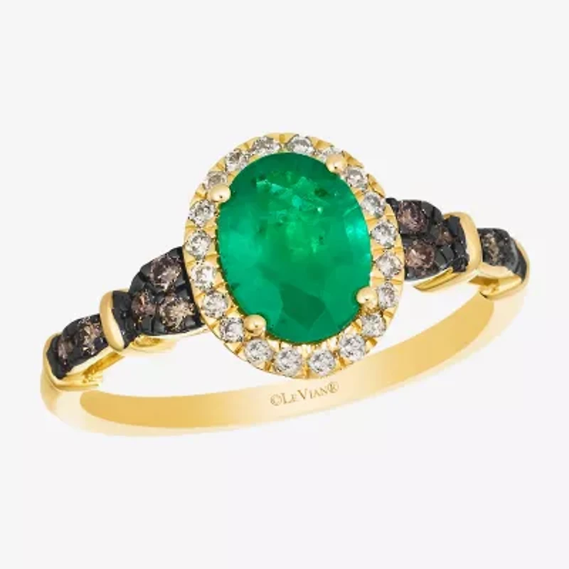 Le Vian® Ring featuring 7/8 cts. Costa Smeralda Emeralds™, 1/7 cts. Chocolate Diamonds® , 1/7 cts. Nude Diamonds™ set in 14K Honey Gold™
