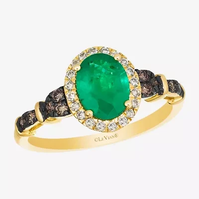 Le Vian® Ring featuring 7/8 cts. Costa Smeralda Emeralds™, 1/7 cts. Chocolate Diamonds® , 1/7 cts. Nude Diamonds™ set in 14K Honey Gold™