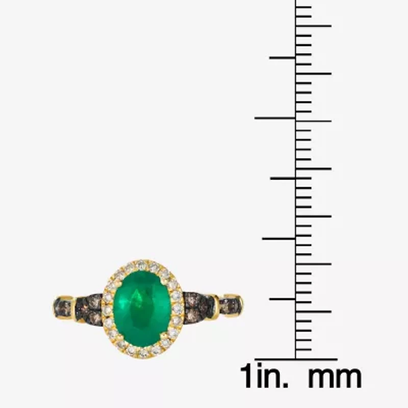 Le Vian® Ring featuring 7/8 cts. Costa Smeralda Emeralds™, 1/7 cts. Chocolate Diamonds® , 1/7 cts. Nude Diamonds™ set in 14K Honey Gold™