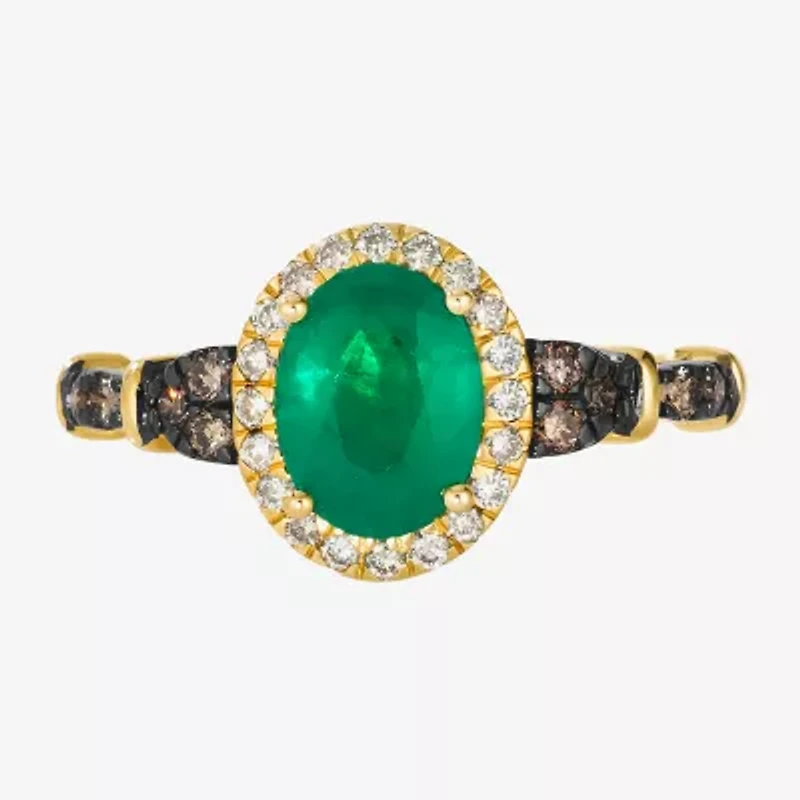Le Vian® Ring featuring 7/8 cts. Costa Smeralda Emeralds™, 1/7 cts. Chocolate Diamonds® , 1/7 cts. Nude Diamonds™ set in 14K Honey Gold™