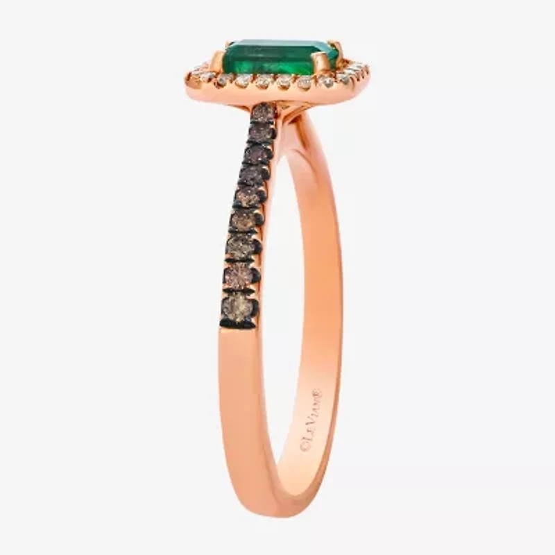 Le Vian® Grand Sample Sale™ Ring featuring 3/8 cts. Costa Smeralda Emeralds™, 1/8 cts. Chocolate Diamonds®, 1/20 cts. Nude Diamonds™ set in 14K Strawberry Gold®