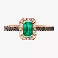 Le Vian® Grand Sample Sale™ Ring featuring 3/8 cts. Costa Smeralda Emeralds™, 1/8 cts. Chocolate Diamonds®, 1/20 cts. Nude Diamonds™ set in 14K Strawberry Gold®