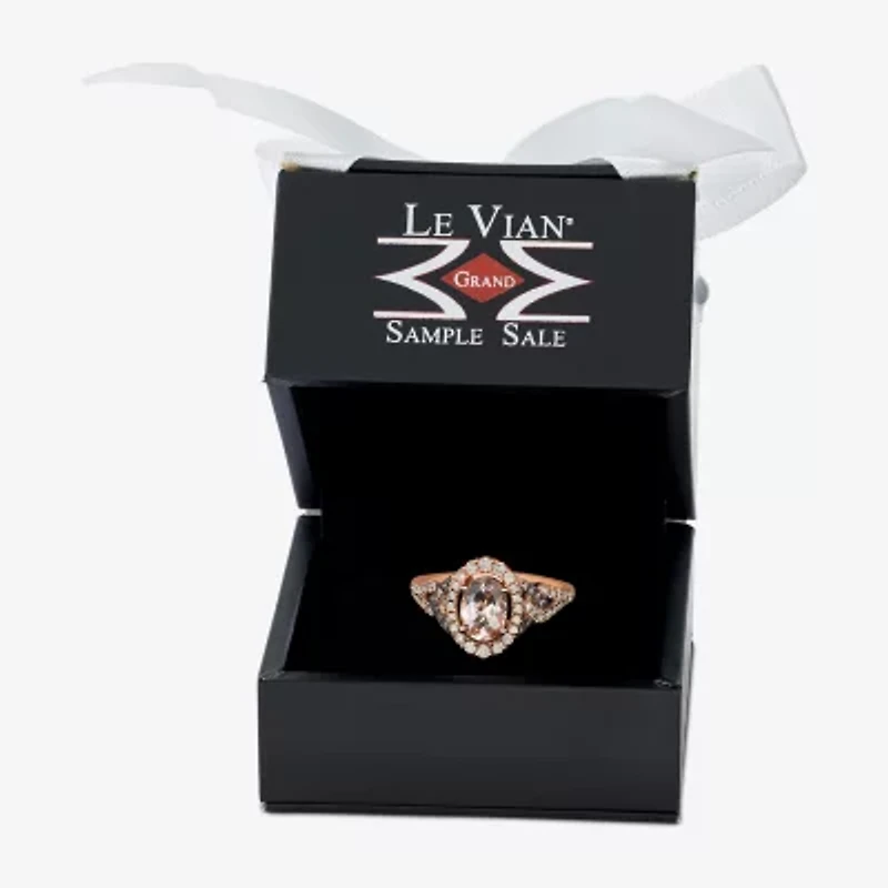 Le Vian® Ring featuring 7/8 cts. Peach Morganite™, 3/8 cts. Nude Diamonds™, 1/10 cts. Chocolate Diamonds® set in 14K Strawberry Gold®