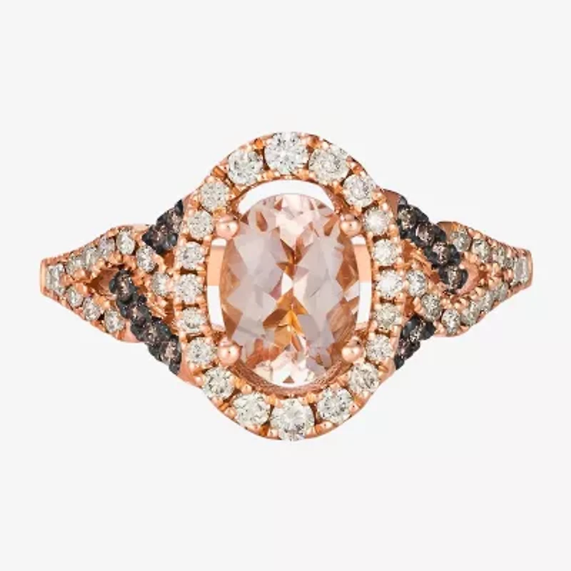 Le Vian® Ring featuring 7/8 cts. Peach Morganite™, 3/8 cts. Nude Diamonds™, 1/10 cts. Chocolate Diamonds® set in 14K Strawberry Gold®