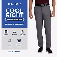 Haggar Cool Right Performance Flex Mens Comfort Waistband Straight Fit Flat Front Pant