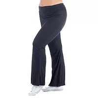 24seven Comfort Apparel Womens Mid Rise Flare Palazzo Pant-Plus