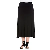 24seven Comfort Apparel Womens Plus Mid Rise Stretch Fabric Maxi Skirt