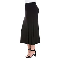24seven Comfort Apparel Womens Plus Mid Rise Stretch Fabric Maxi Skirt