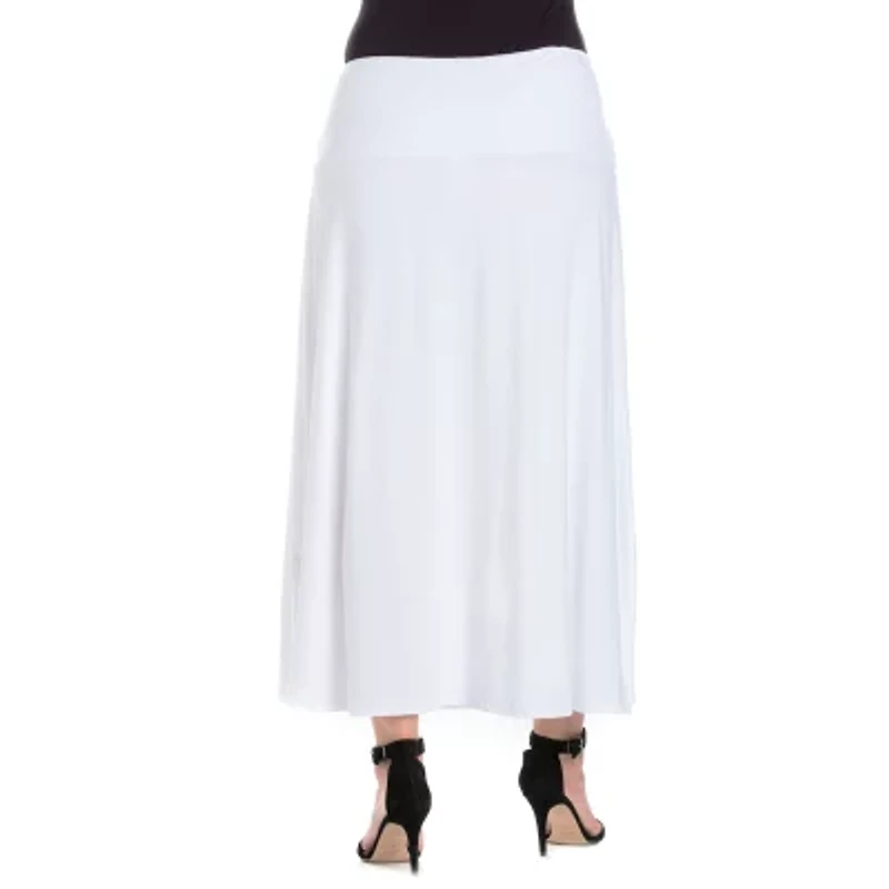 24seven Comfort Apparel Womens Plus Mid Rise Stretch Fabric Maxi Skirt