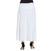 24seven Comfort Apparel Womens Plus Mid Rise Stretch Fabric Maxi Skirt
