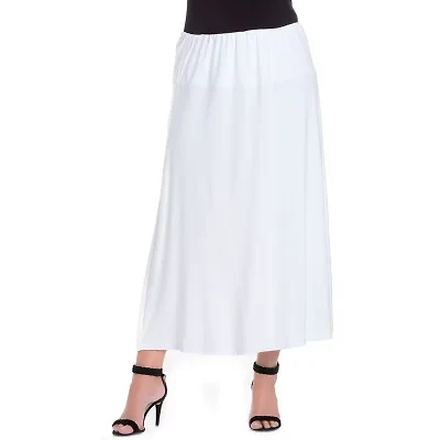 24seven Comfort Apparel Womens Plus Mid Rise Stretch Fabric Maxi Skirt