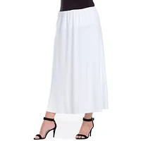 24seven Comfort Apparel Womens Plus Mid Rise Stretch Fabric Maxi Skirt