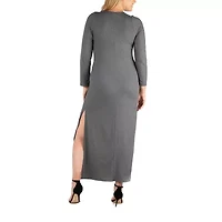 24seven Comfort Apparel Womens Plus Long Sleeve Maxi Dress
