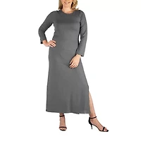 24seven Comfort Apparel Womens Plus Long Sleeve Maxi Dress