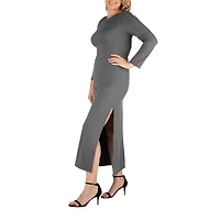 24seven Comfort Apparel Womens Plus Long Sleeve Maxi Dress