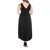 24seven Comfort Apparel Womens Sleeveless Midi Plus A-Line Dress