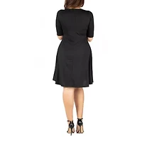24seven Comfort Apparel Womens Short Sleeve Plus A-Line Dress