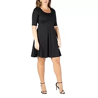 24seven Comfort Apparel Womens Short Sleeve Plus A-Line Dress