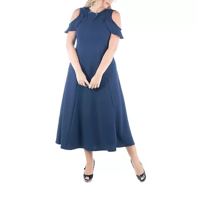 24seven Comfort Apparel Womens Short Sleeve Plus Maxi Dress