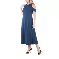 24seven Comfort Apparel Womens Short Sleeve Plus Maxi Dress