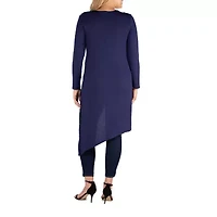 24seven Comfort Apparel Plus Womens Round Neck Long Sleeve Tunic Top