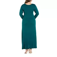 24seven Comfort Apparel Womens Long Sleeve Plus Maxi Dress