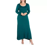 24seven Comfort Apparel Womens Long Sleeve Plus Maxi Dress