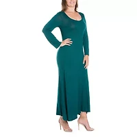 24seven Comfort Apparel Womens Long Sleeve Plus Maxi Dress
