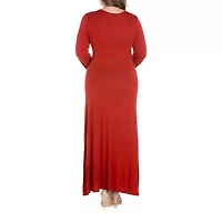 24seven Comfort Apparel Womens Plus Long Sleeve Maxi Dress
