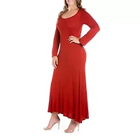 24seven Comfort Apparel Womens Plus Long Sleeve Maxi Dress