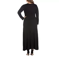 24seven Comfort Apparel Womens Plus Long Sleeve Maxi Dress
