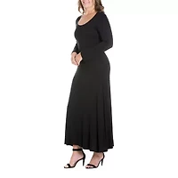 24seven Comfort Apparel Womens Plus Long Sleeve Maxi Dress